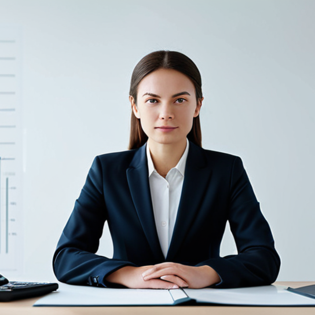 A calm and composed professional person, fully clothed in a modest business suit, sitting at a sleek desk in a modern, minimalist office. The background subtly features abstract, soft visualizations of data trends, symbolizing a challenging economic environment, yet the person maintains a serene and focused expression, embodying inner control. The lighting is soft and inviting, creating a sense of peace. safe for work, appropriate content, fully clothed, professional, modest clothing, perfect anatomy, correct proportions, natural pose, well-formed hands, proper finger count, natural body proportions, professional photography, high quality, studio lighting.